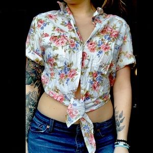 Floral tie up crop top